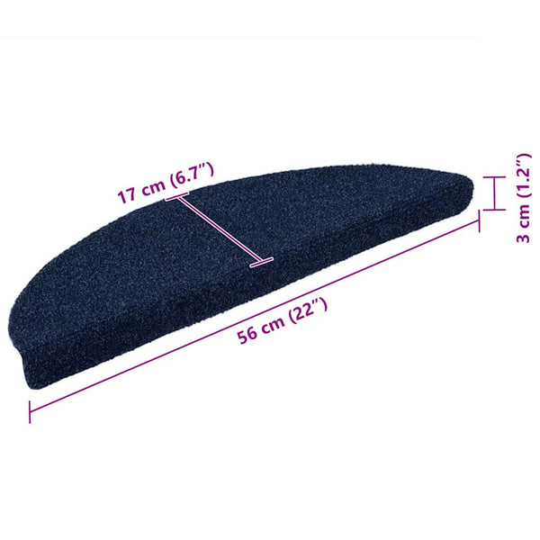 Selbstklebende Stufenmatten Marineblau Halbrund, 15er Set