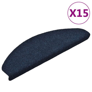 Selbstklebende Stufenmatten Marineblau, 15er Set