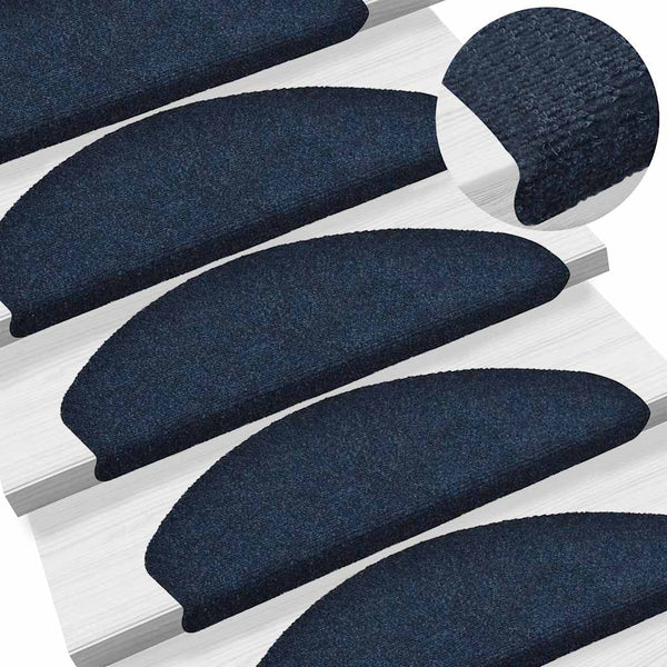 Selbstklebende Stufenmatten Marineblau, 15er Set