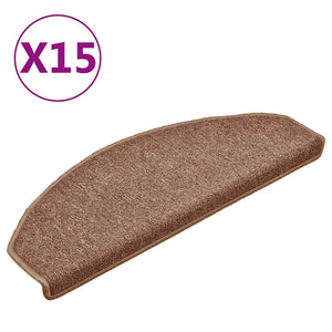 vidaXL Tapis de marches 15 pcs 65x24x4 cm Marron Semi-ronds Grands