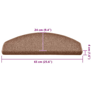 vidaXL Tapis de marches 15 pcs 65x24x4 cm Marron Semi-ronds Grands