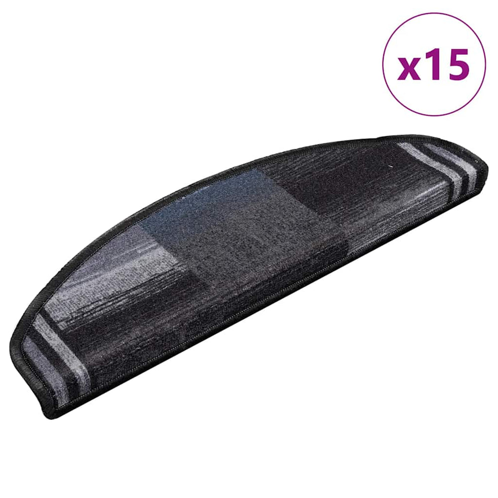 Selbstklebende Treppenmatten Schwarz/Grau, 15er Set