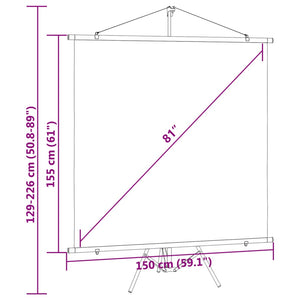 Beamer-Leinwand mit Stativ, 81 Zoll