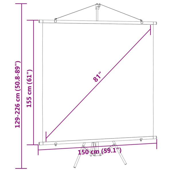 Beamer-Leinwand mit Stativ, 81 Zoll