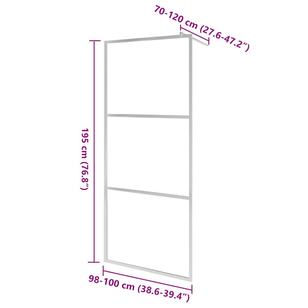 Begehbare Duschwand mit Halbmattiertem ESG-Glas 100x195cm