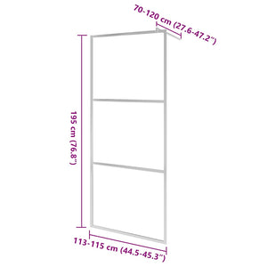 Begehbare Duschwand mit Halbmattiertem ESG-Glas 115x195cm