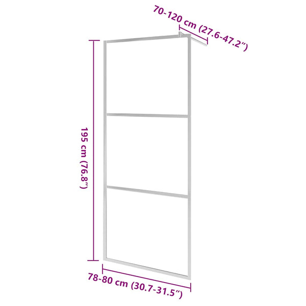 Begehbare Duschwand mit voll mattiertem ESG-Glas 80x195 cm