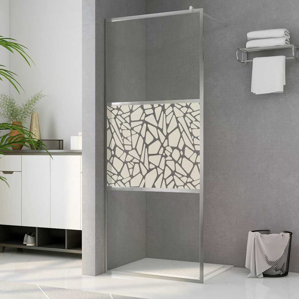 vidaXL Paroi de douche en verre ESG design pierres 115x195 cm pour douche à l'italienne