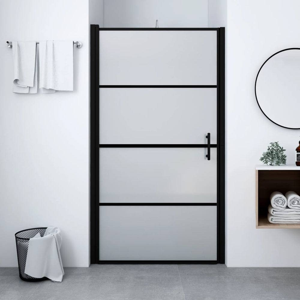 vidaXL Porte de douche en verre trempé mat 81x195 cm noir
