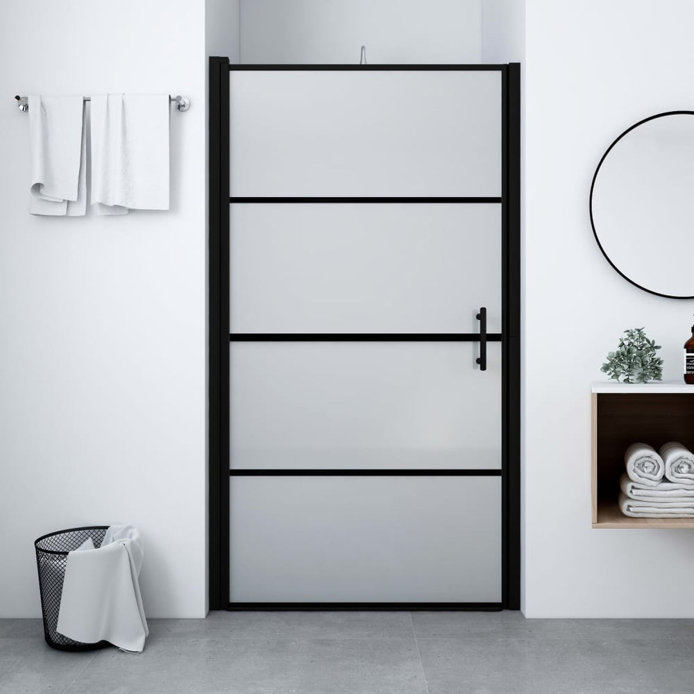 vidaXL Porte de douche en verre trempé mat 91x195 cm Noir