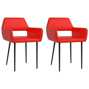 vidaXL Dining Chairs 2 pcs. Red Faux Leather
