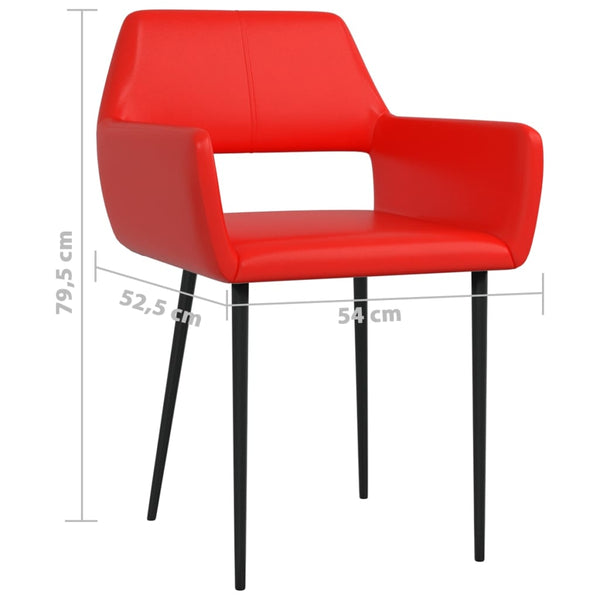 vidaXL Dining Chairs 2 pcs. Red Faux Leather