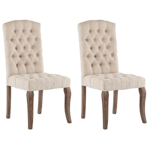 Esszimmerstühle 2 Stk. Beige Leinenoptik Stoff