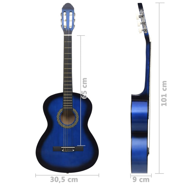 Klassikgitarre für Anfänger mit Tasche Blau 4/4 39"