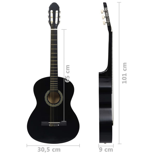 Klassikgitarre für Anfänger mit Tasche Schwarz 4/4 39"