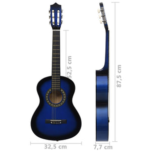Klassikgitarre für Anfänger und Kinder mit Tasche Blau 1/2 34"