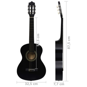 Klassikgitarre für Anfänger Kinder mit Tasche Schwarz 1/2 34"