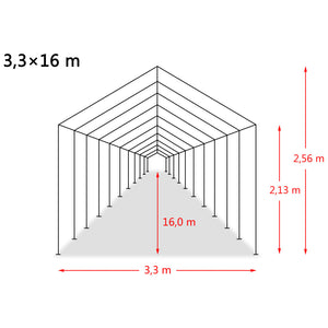 Weidezelt PVC 550 g/m² 3,3×16 m Dunkelgrün