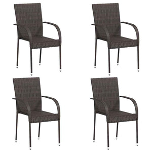 Stapelbare Gartenstühle 4 Stk. Poly Rattan Braun