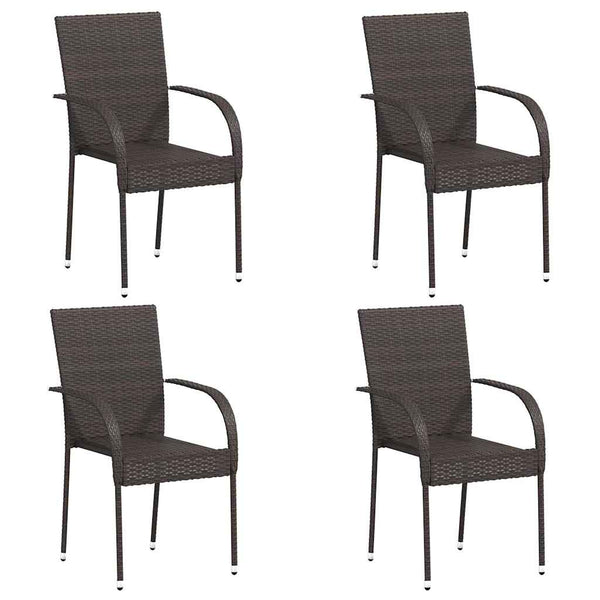 Stapelbare Gartenstühle 4 Stk. Poly Rattan Braun