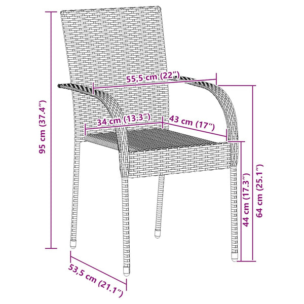 Stapelbare Gartenstühle 4 Stk. Poly Rattan Braun