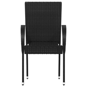 Stapelbare Gartenstühle 6 Stk. Poly Rattan Schwarz