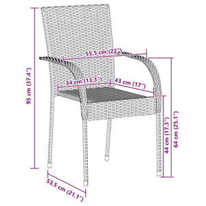 Stapelbare Gartenstühle 6 Stk. Poly Rattan Schwarz