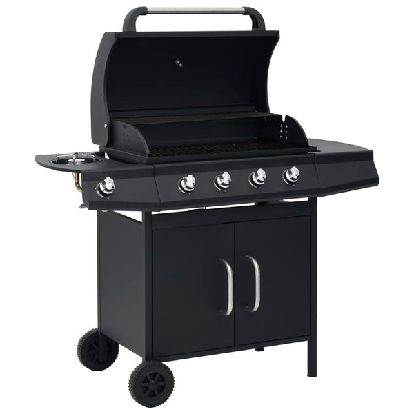 Gasgrill 4+1 Flammen Schwarz Stahl