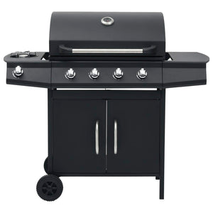 Gasgrill 4+1 Flammen Schwarz Stahl
