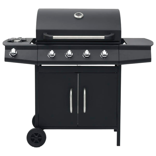 Gasgrill 4+1 Flammen Schwarz Stahl