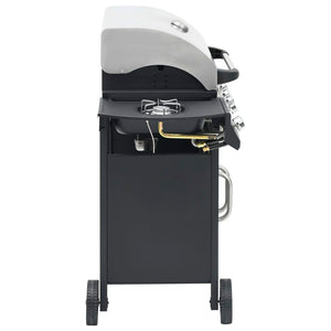 Gasgrill 4+1 Flammen Schwarz und Silbern Stahl & Edelstahl