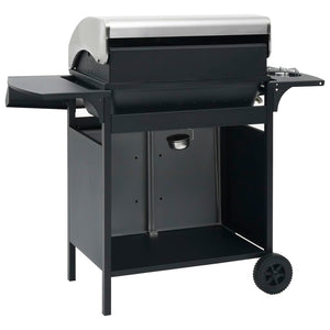 Gasgrill 4+1 Flammen Schwarz und Silbern Stahl & Edelstahl