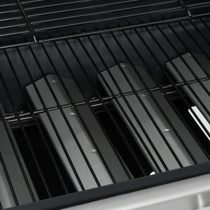 Gasgrill 4+1 Flammen Schwarz und Silbern Stahl & Edelstahl