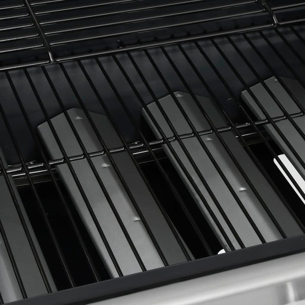 Gasgrill 4+1 Flammen Schwarz und Silbern Stahl & Edelstahl