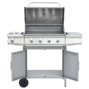 Gasgrill 4+1 Flammen Silbern Edelstahl