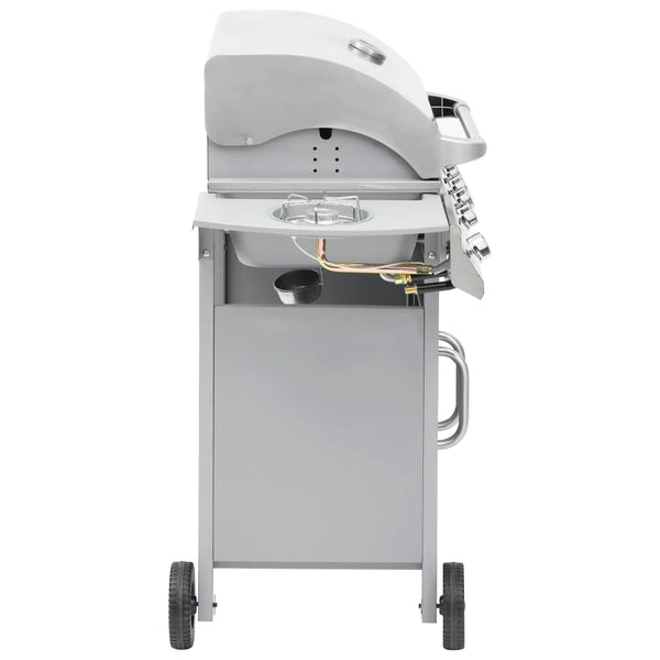 Gasgrill 4+1 Flammen Silbern Edelstahl
