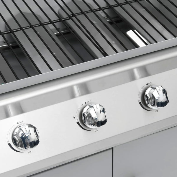 Gasgrill 4+1 Flammen Silbern Edelstahl