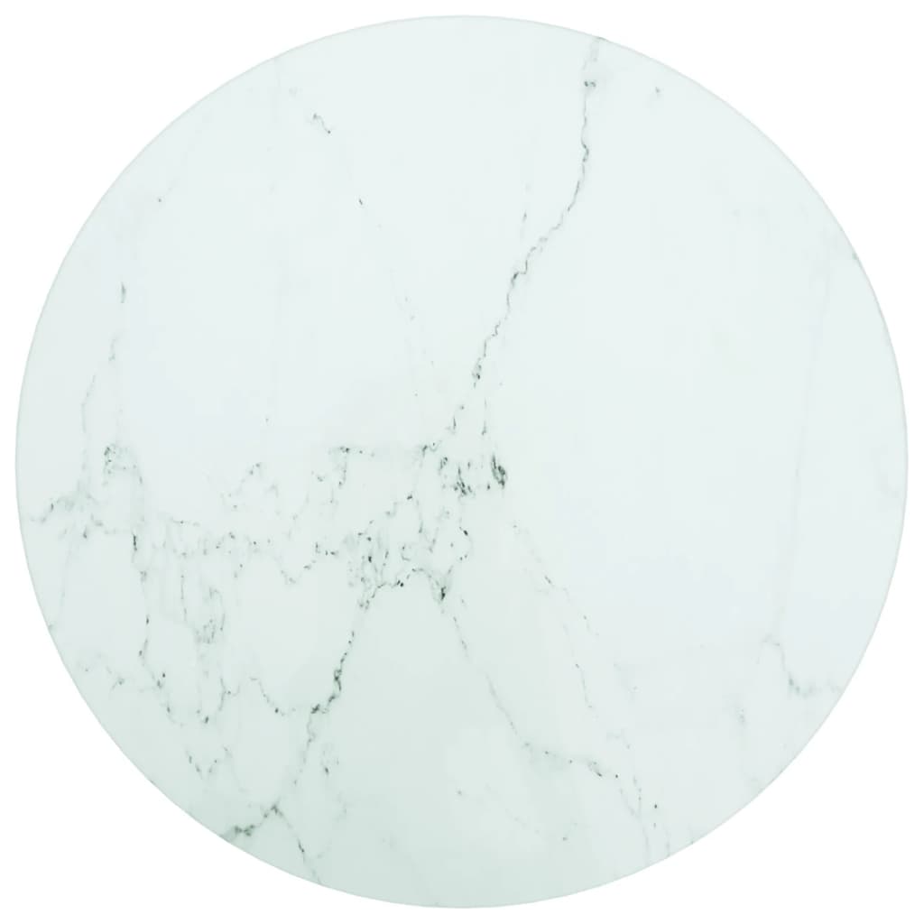 Tischplatte Weiß Marmoroptik Ø30cm Hartglas