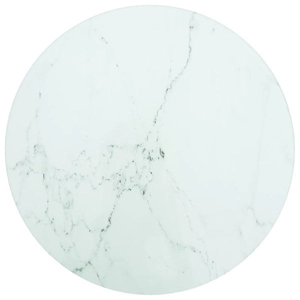Tischplatte Weiß Marmoroptik Ø30cm Hartglas
