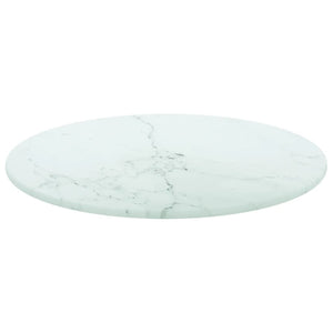 Tischplatte Weiß Marmoroptik Ø30cm Hartglas