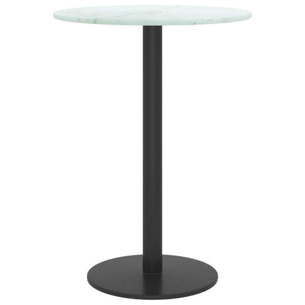 Tischplatte Weiß Marmoroptik Ø30cm Hartglas