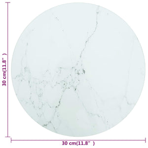 Tischplatte Weiß Marmoroptik Ø30cm Hartglas
