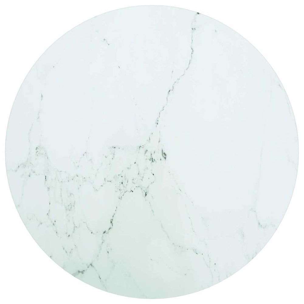 vidaXL Plateau de table Verre trempé aspect marbre Blanc Ø50x0,8 cm