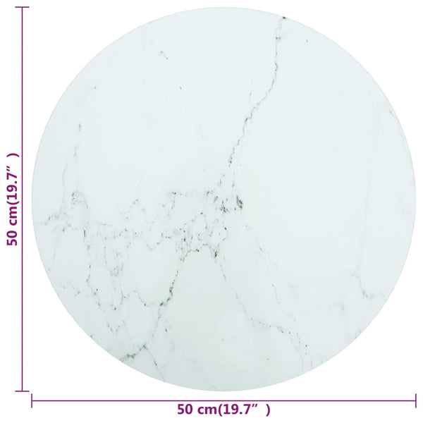 Tischplatte Hartglas Marmor Optik Ø50cm