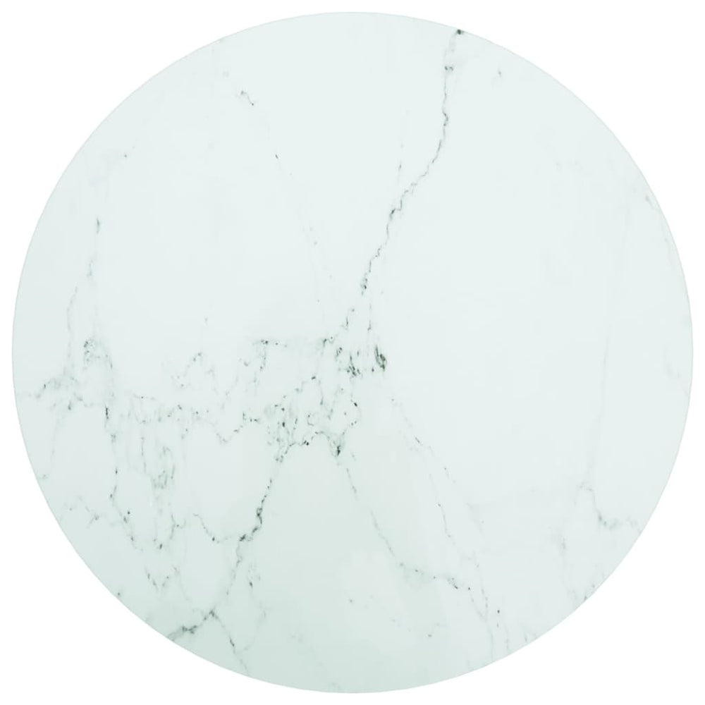 vidaXL Plateau de table Blanc Ø60x0,8 cm Verre trempé aspect marbre
