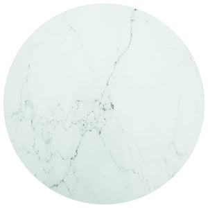 Tischplatte Weiß Marmoroptik Ø80cm Hartglas