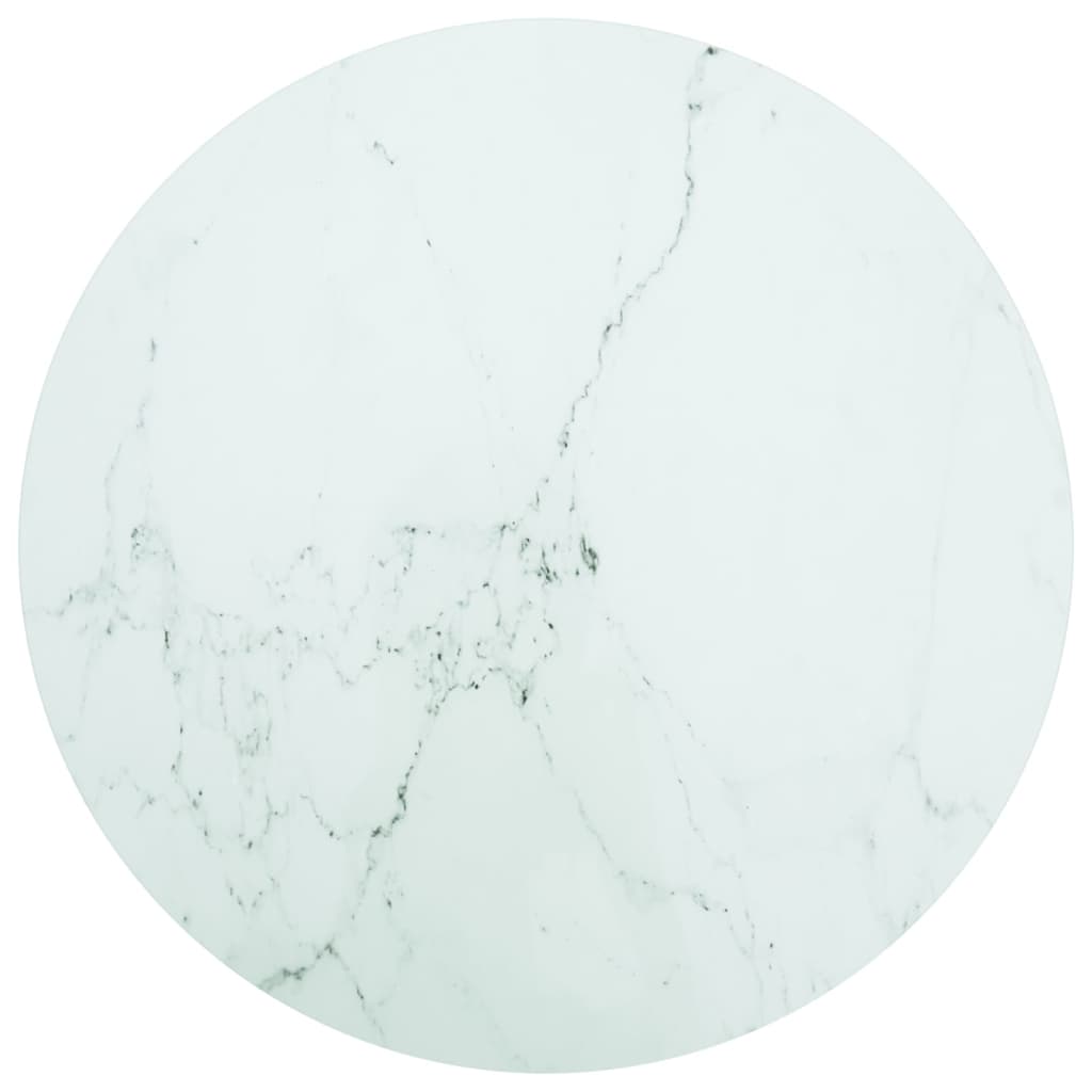 Tischplatte Weiß Marmoroptik Ø80cm Hartglas