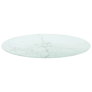 Tischplatte Weiß Marmoroptik Ø80cm Hartglas
