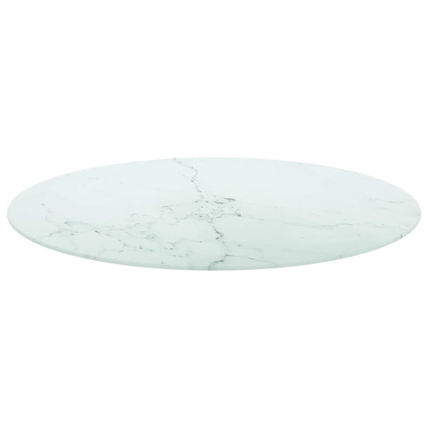 Tischplatte Weiß Marmoroptik Ø80cm Hartglas