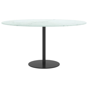 Tischplatte Weiß Marmoroptik Ø80cm Hartglas